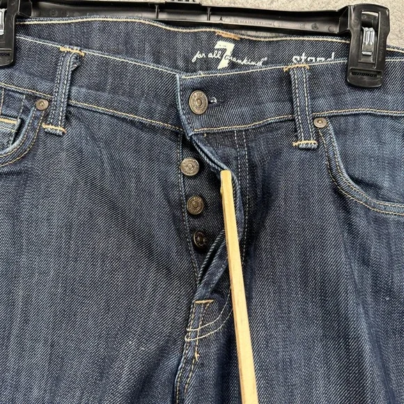 7 For All Mankind Standard Mens Straight Jeans 36 Distressed Dark Wash‎ Stretch